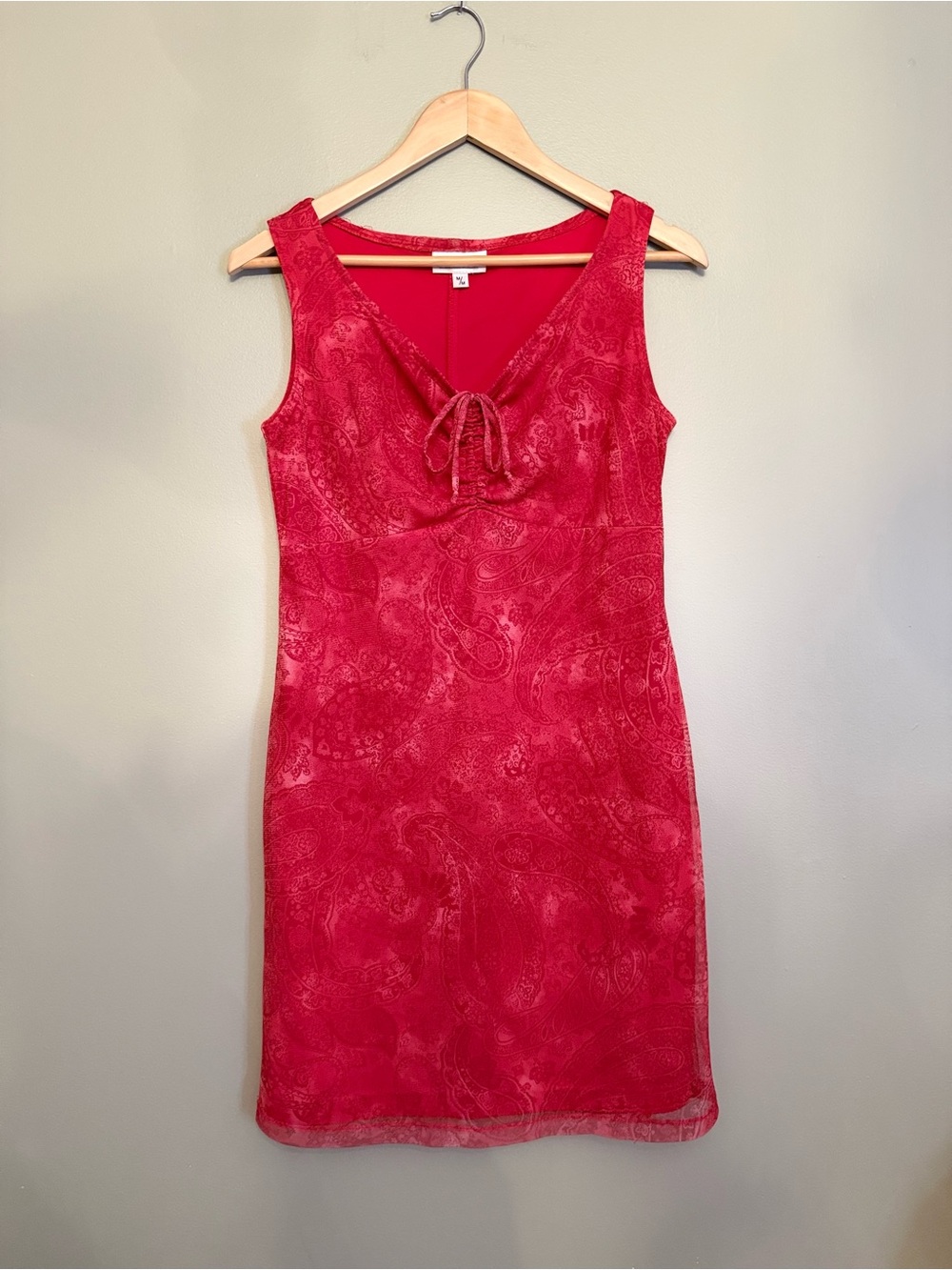 Ricki's Vintage Y2K Red Paisley Mesh Overlay Tank Mini Dress Size M